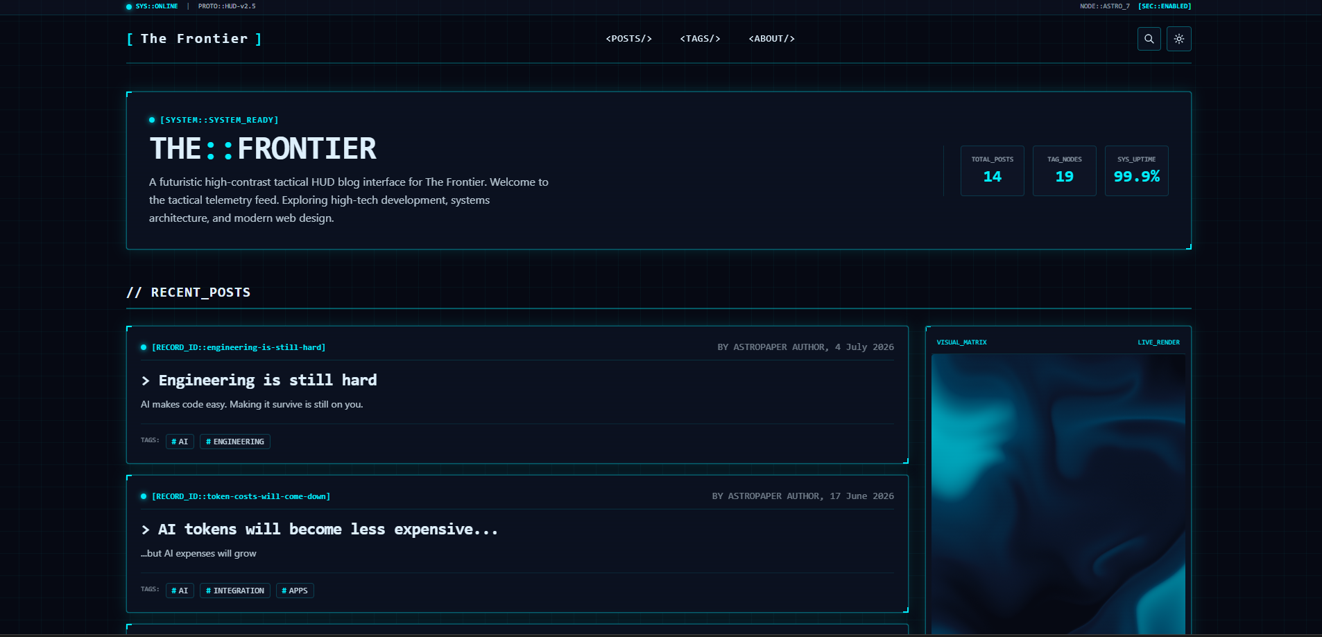 Cyberhud homepage preview