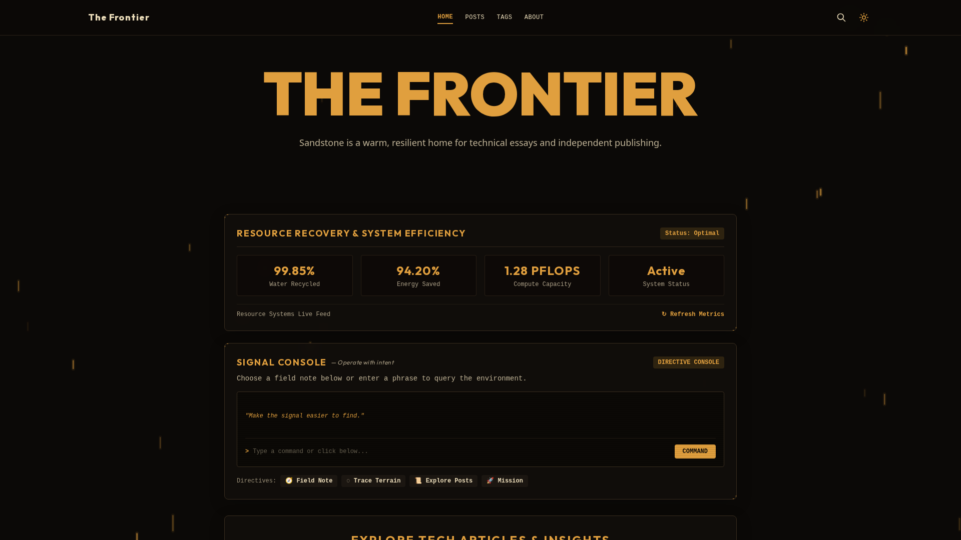 Sandstone homepage preview